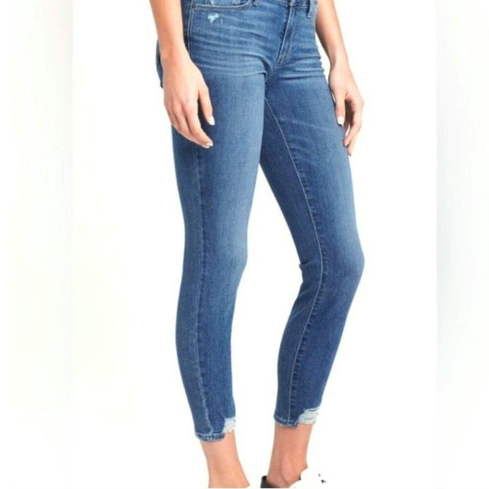 PAIGE Verdugo Ankle Distressed Raw Hem High Rise Crop Denim Skinny Jean Size 26